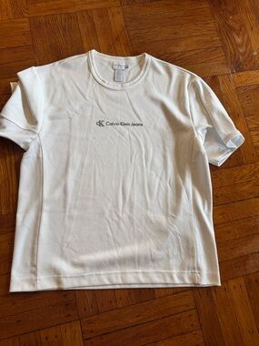 Calvin Klein Jeans Men's White Logo Crew Neck T-Shirt men’s XL amazing material